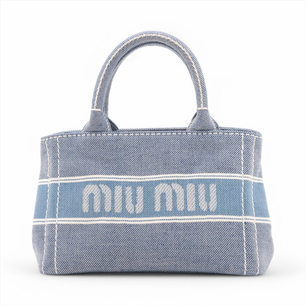 Miu Canvas 2 Way Handbag Blue #164855M86B - Picture 2 of 12
